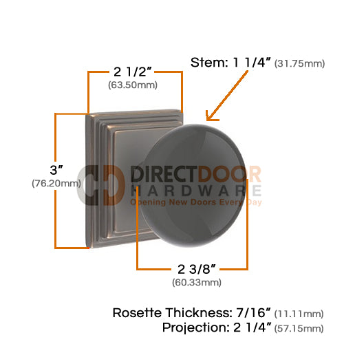 Emtek Ebony Porcelain Knob with Wilshire Rosette