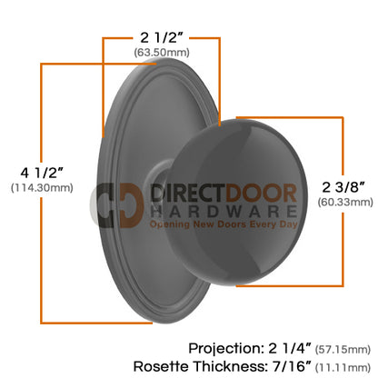 Emtek Ebony Porcelain Knob with Oval Rosette
