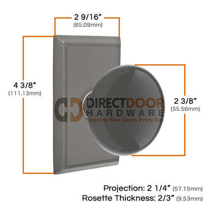 Emtek Ebony Porcelain Knob with Rectangular Rosette
