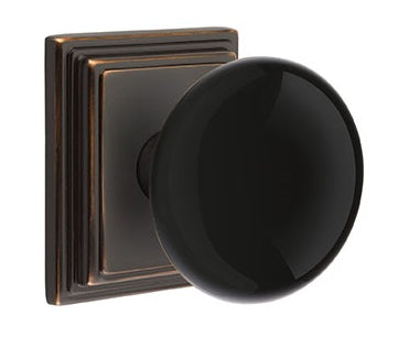 Emtek Ebony Knob with Wilshire Rosette - Oil Rubbed Bronze