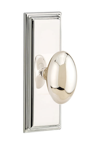 Emtek Egg Knob with 7 Inch Wilshire Sideplate