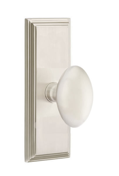 Emtek Egg Knob with 7 Inch Wilshire Sideplate