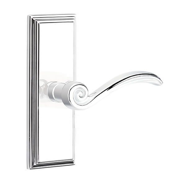 Emtek Elan Lever with 7 Inch Wilshire Sideplate