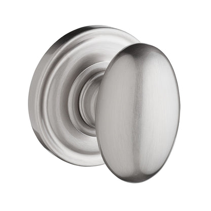 Ellipse Knob Shown with Traditional Round Rosette in Satin Nickel