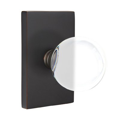Emtek Bristol Interior Mortise Knob with Modern Rectangular Rosette