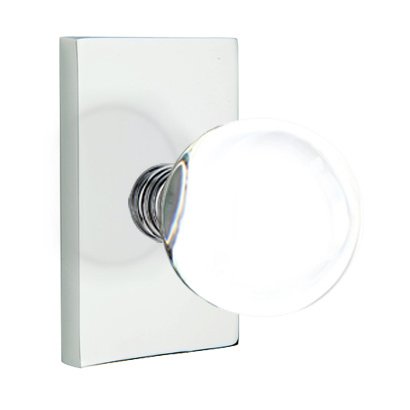 Emtek Bristol Interior Mortise Knob with Modern Rectangular Rosette