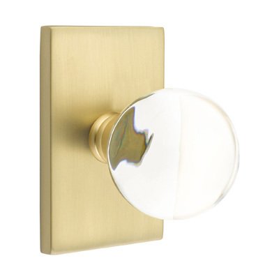 Emtek Bristol Interior Mortise Knob with Modern Rectangular Rosette