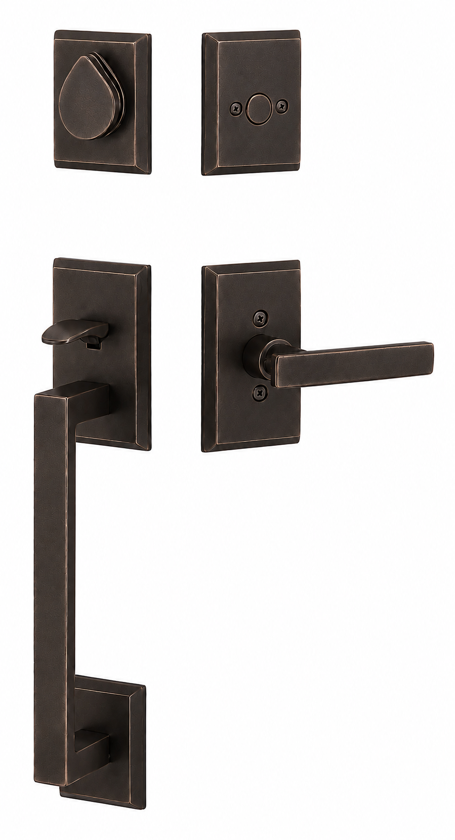 Emtek Rustic Modern Rectangular Sectional Entrance Handleset