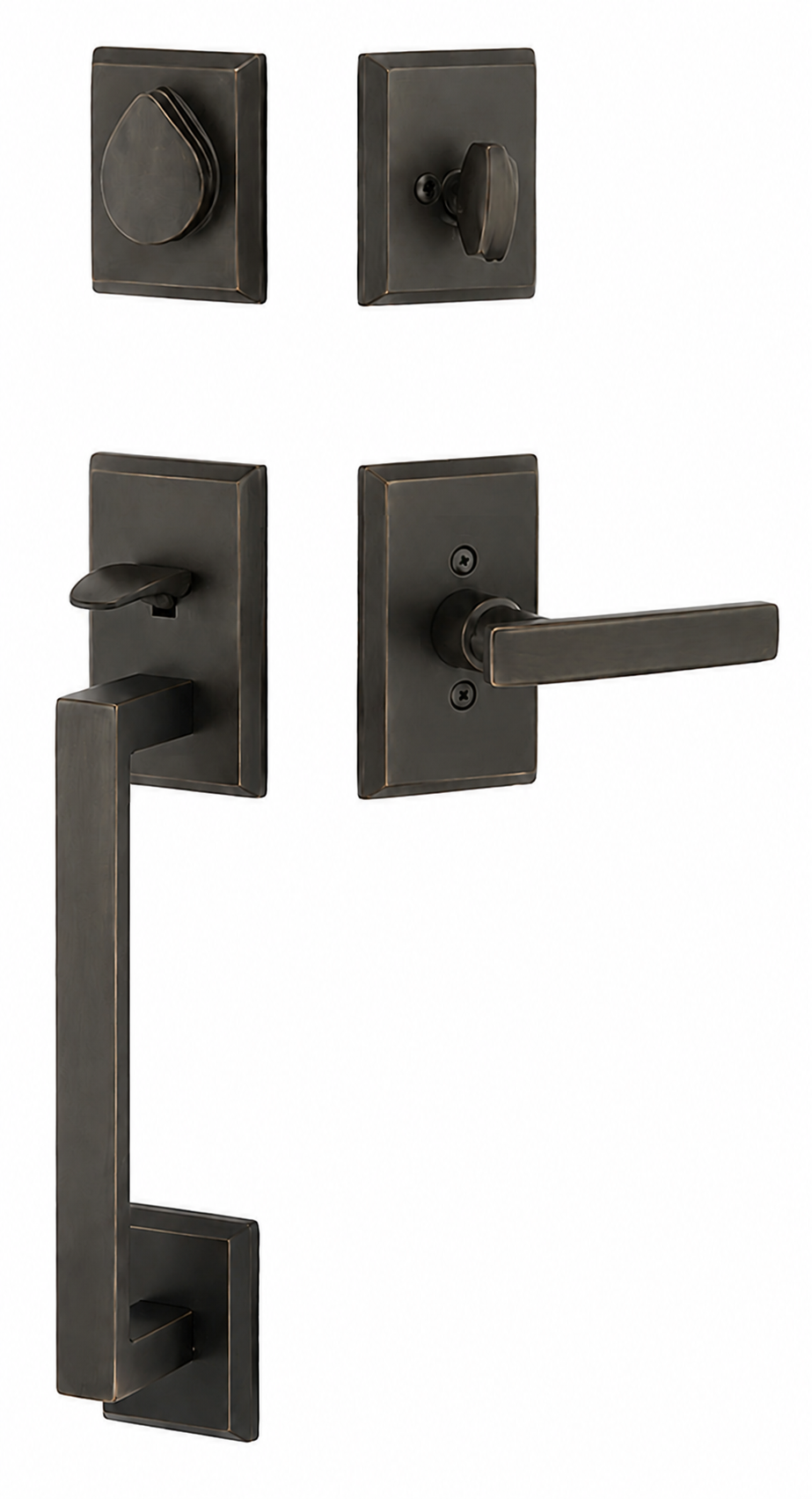 Emtek Rustic Modern Rectangular Sectional Entrance Handleset