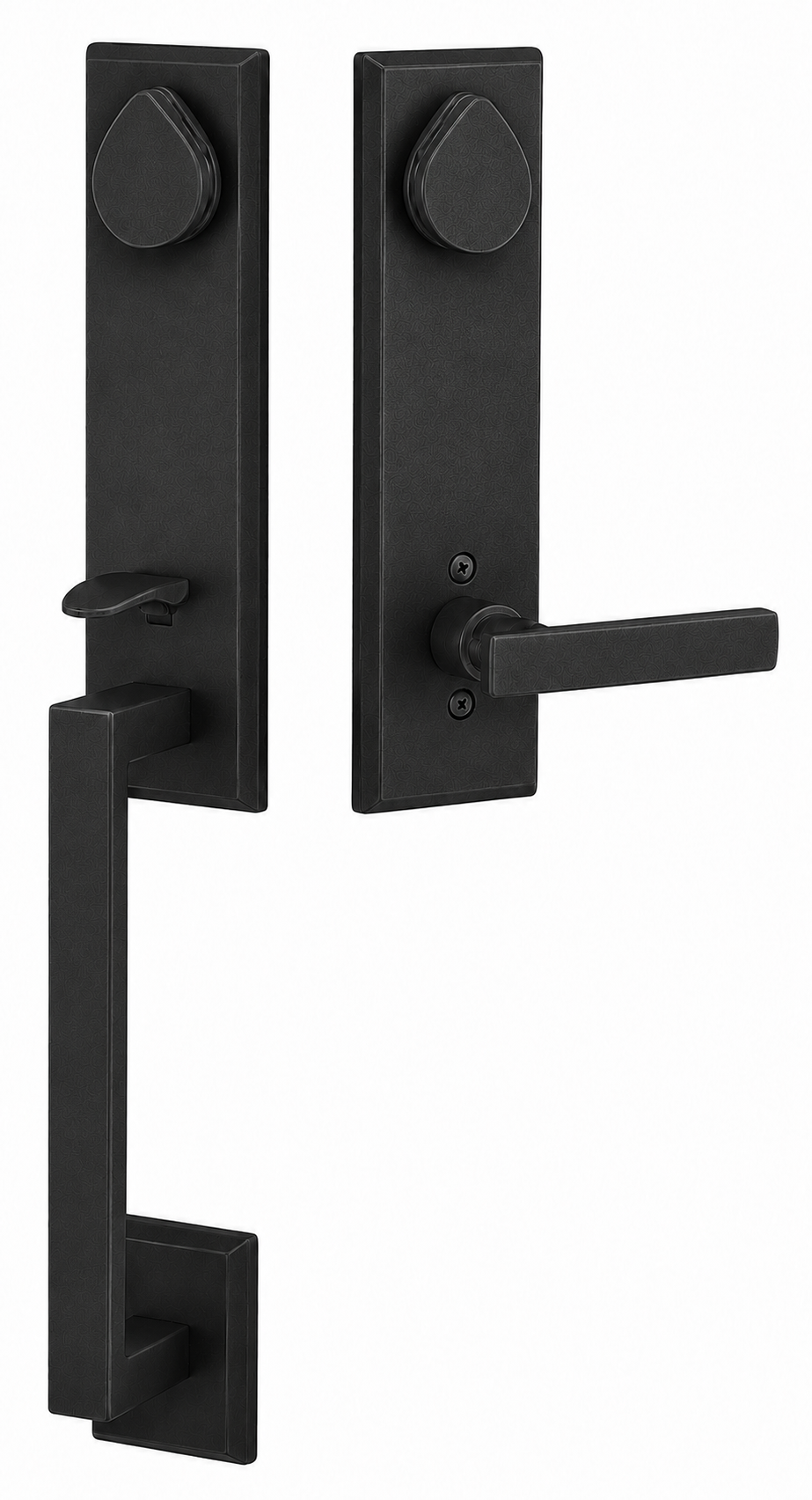 Emtek Rustic Modern Rectangular Monolithic Entrance Handleset