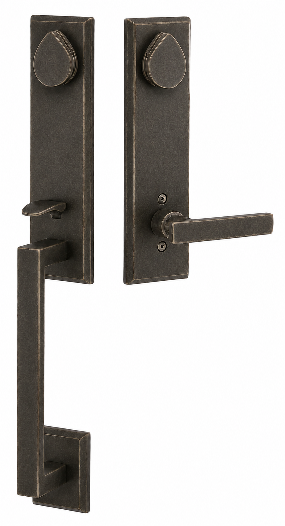 Emtek Rustic Modern Rectangular Monolithic Entrance Handleset