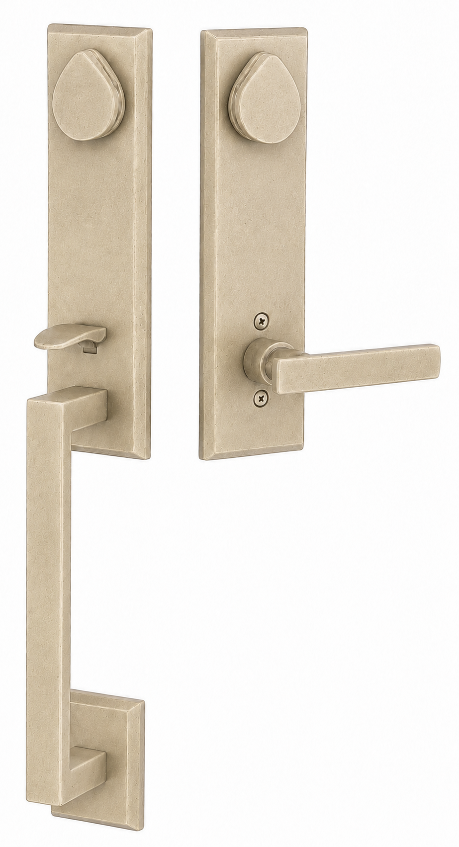 Emtek Rustic Modern Rectangular Monolithic Entrance Handleset