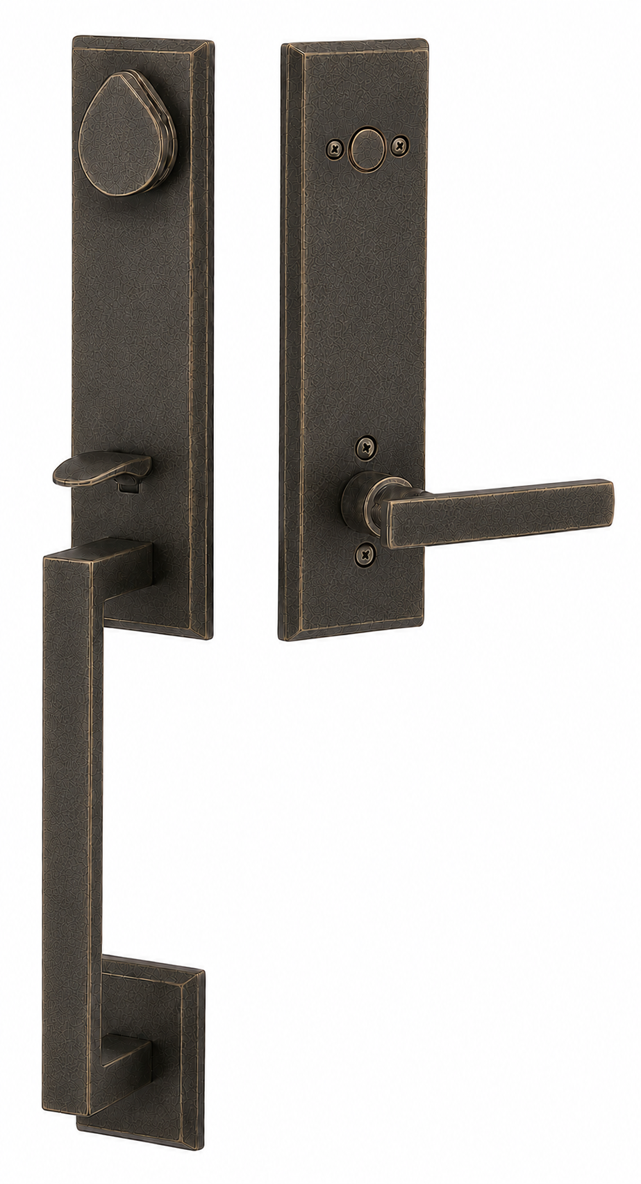 Emtek Rustic Modern Rectangular Monolithic Entrance Handleset