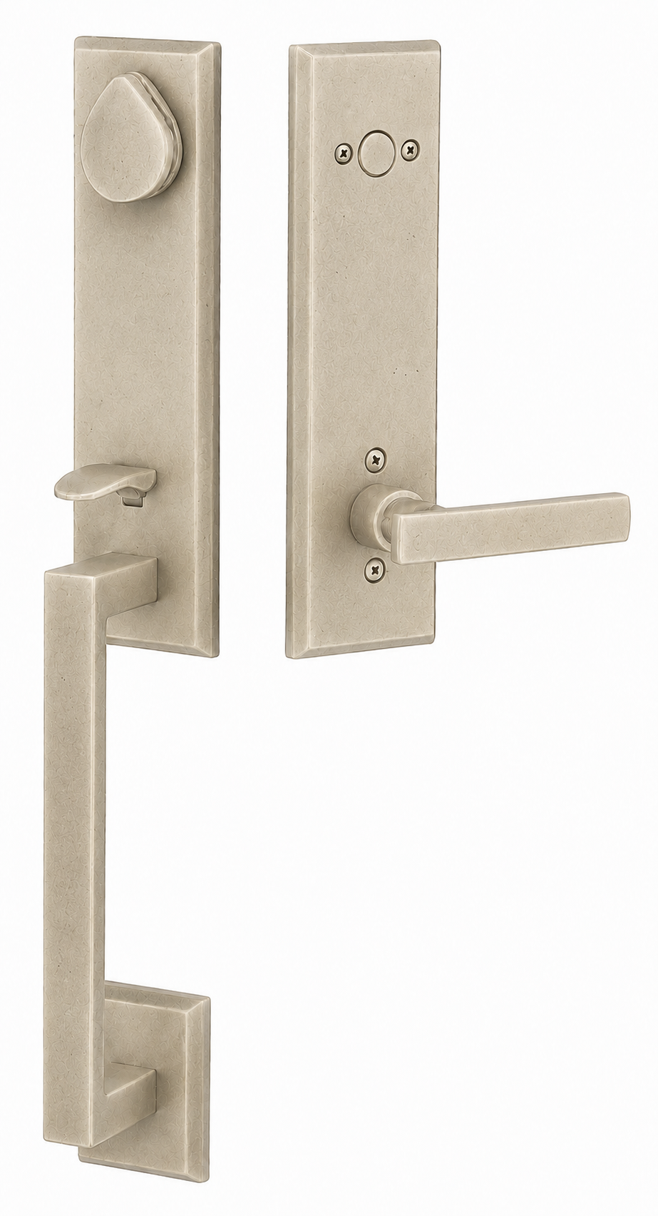 Emtek Rustic Modern Rectangular Monolithic Entrance Handleset