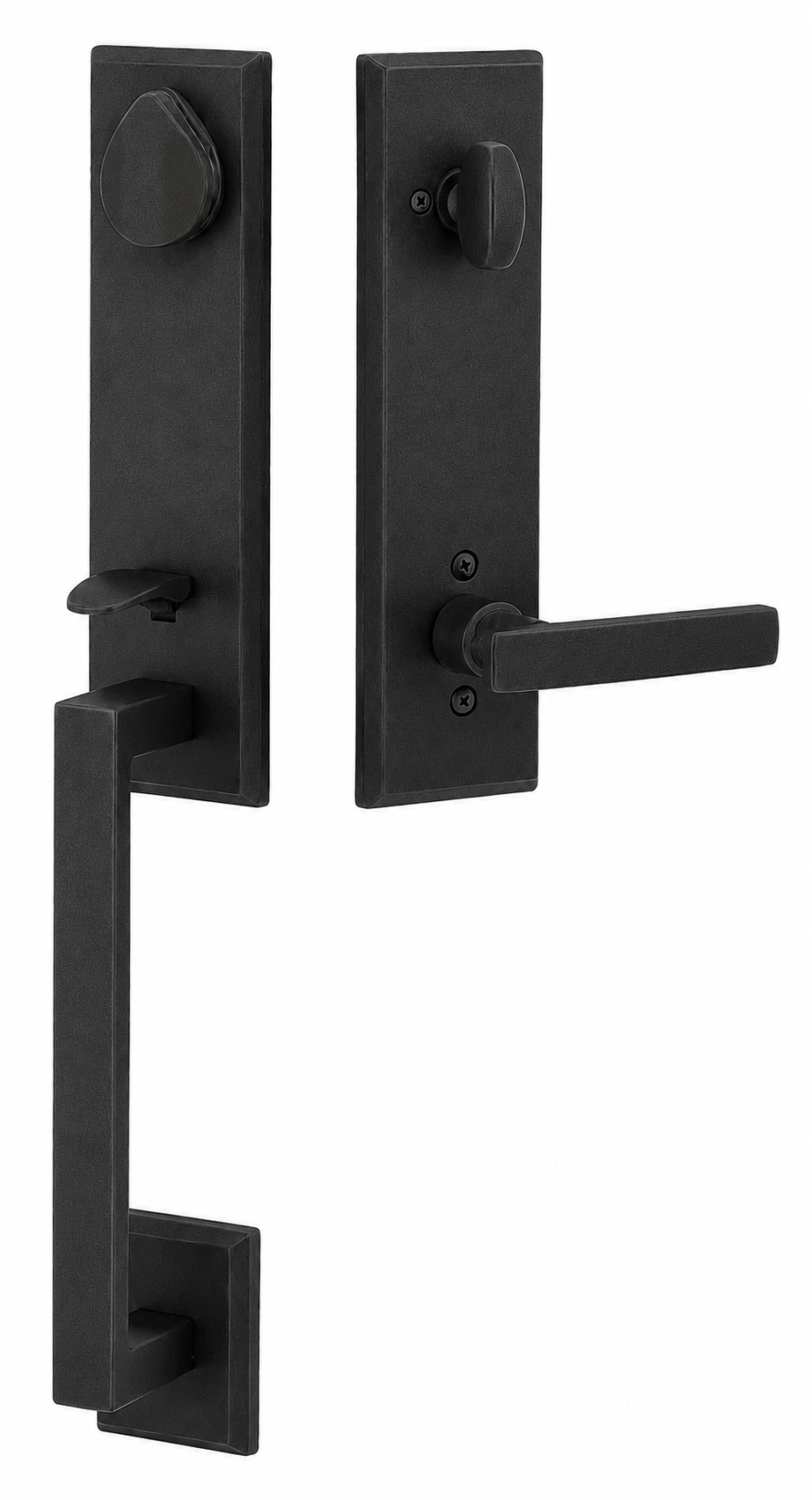 Emtek Rustic Modern Rectangular Monolithic Entrance Handleset