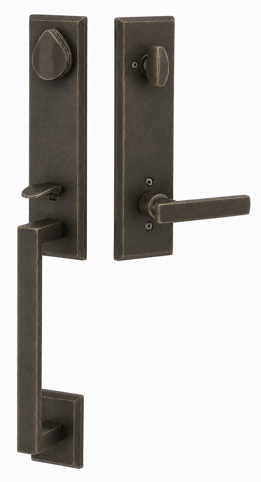 Emtek Rustic Modern Rectangular Monolithic Entrance Handleset