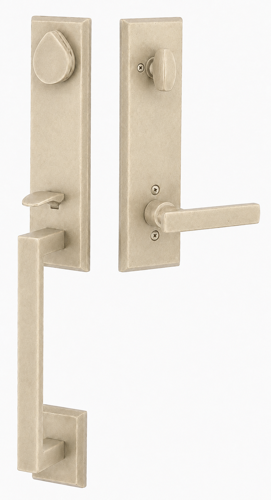 Emtek Rustic Modern Rectangular Monolithic Entrance Handleset