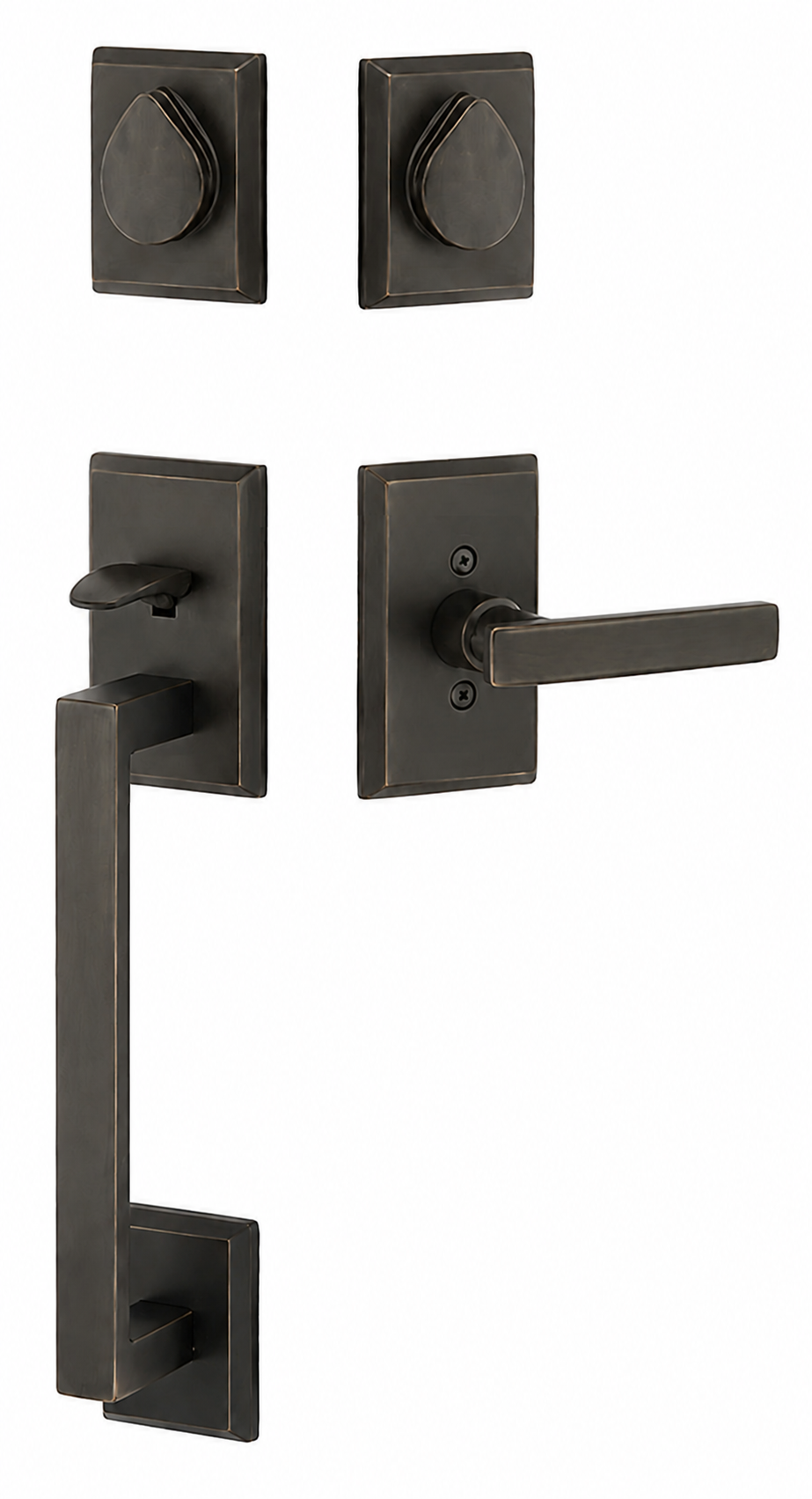 Emtek Rustic Modern Rectangular Sectional Entrance Handleset