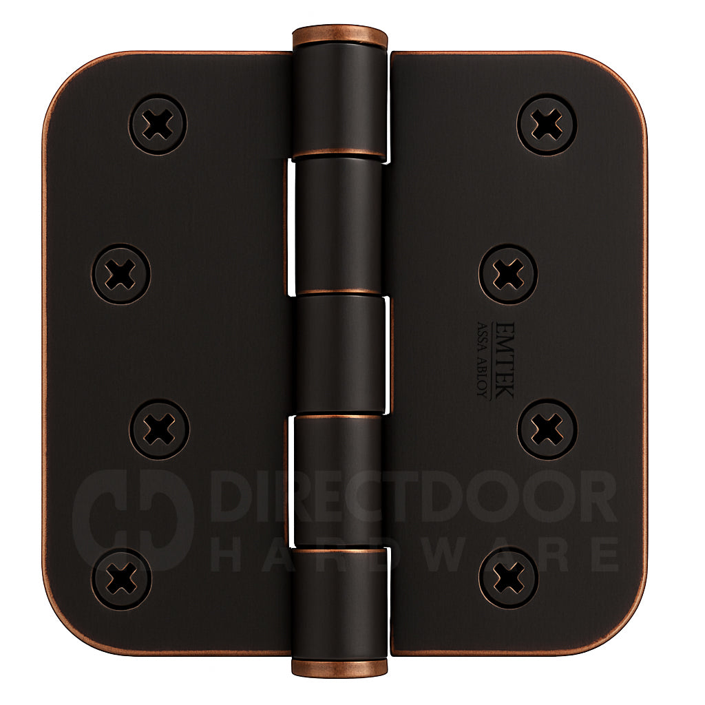 Emtek 4 Inch Residential Duty Door Hinges With 5/8 Inch Round Corners in Oil Rubbed Bronze