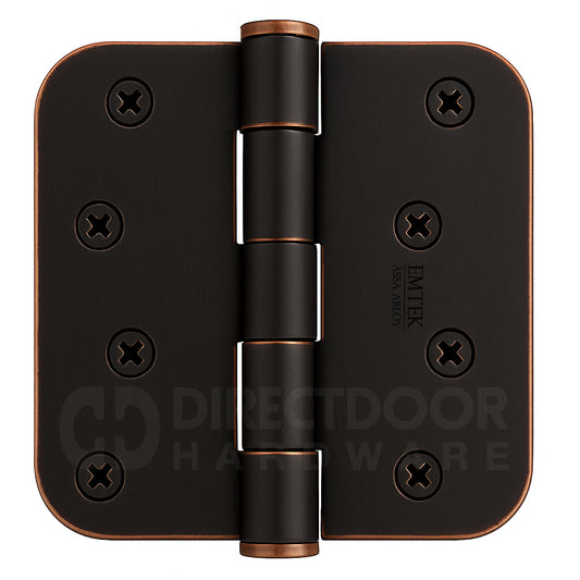 Emtek 4 Inch Residential Duty Door Hinges With 5/8 Inch Round Corners in Oil Rubbed Bronze
