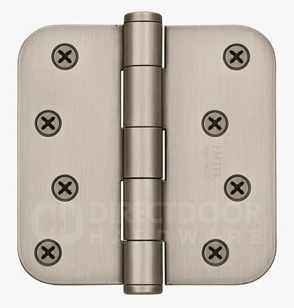 Emtek 4 Inch Residential Duty Door Hinges With 5/8 Inch Round Corners in Satin Nickel