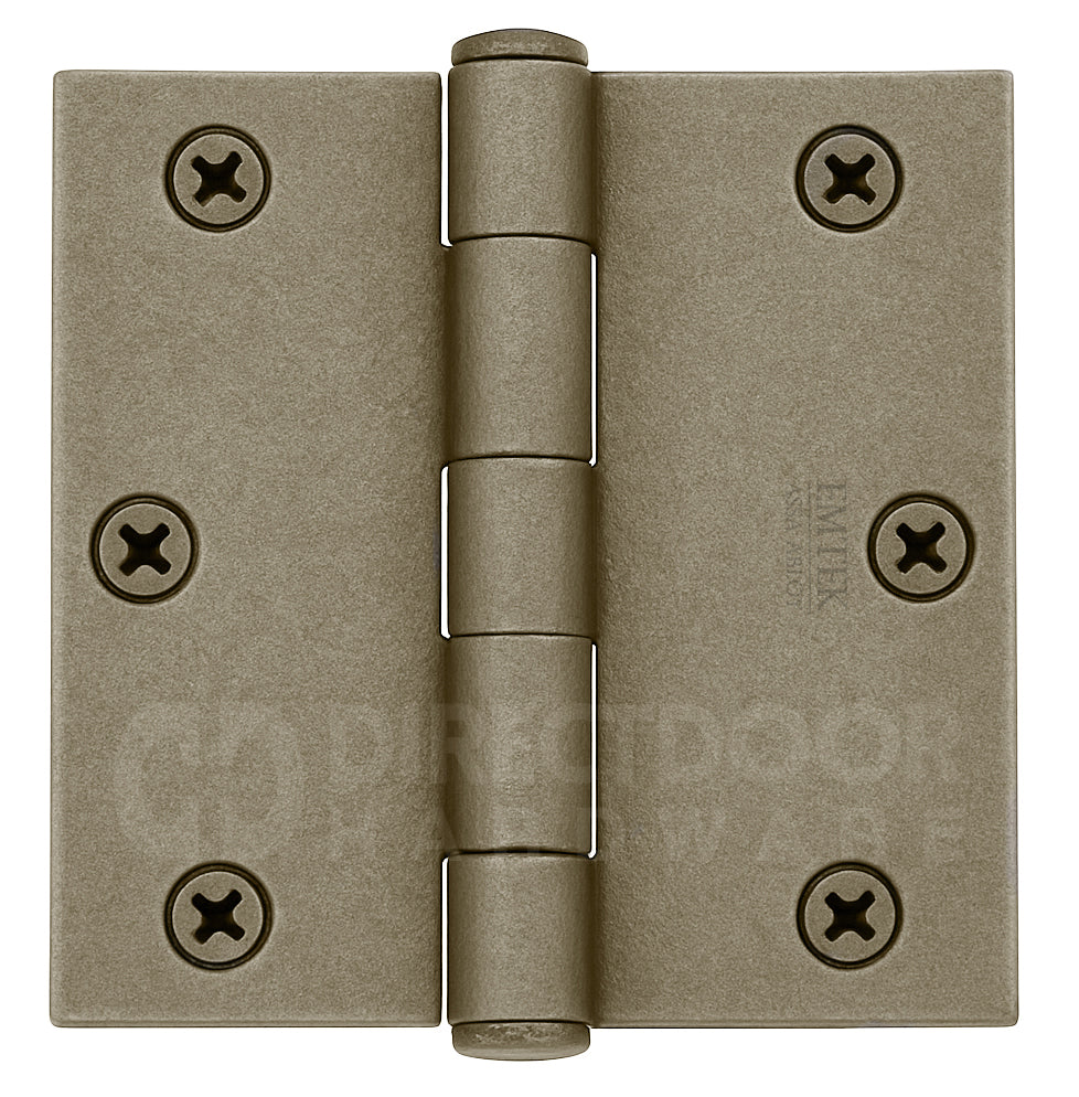 Emtek 3.5 x 3.5 Heavy Duty Door Hinge with Square Corners in Tumbled White Bronze Finish