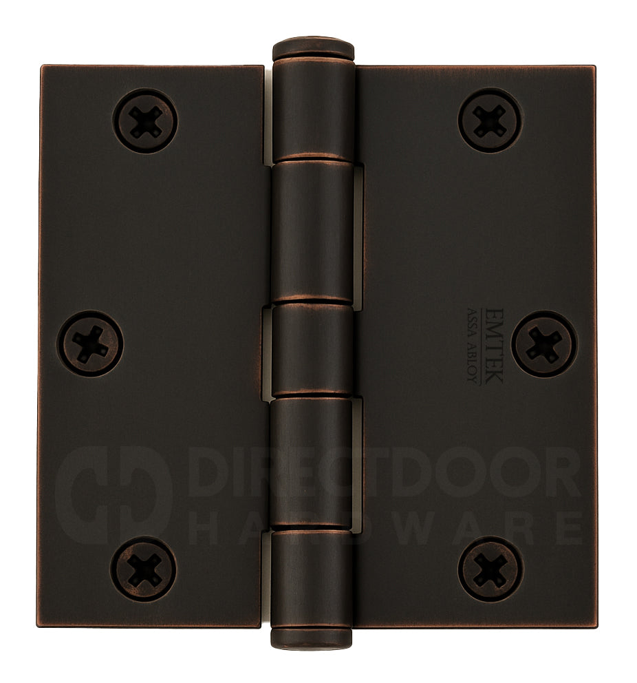 Emtek 3.5 x 3.5 Heavy Duty Door Hinge with Square Corners in Oil Rubbed Bronze Finish
