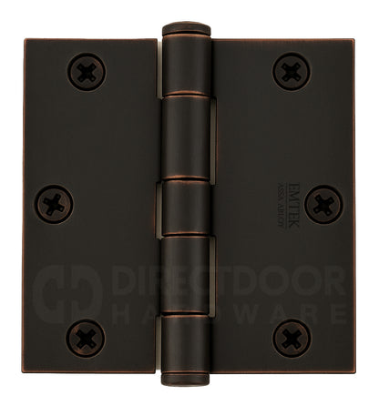 Emtek 3.5 x 3.5 Heavy Duty Door Hinge with Square Corners in Oil Rubbed Bronze Finish