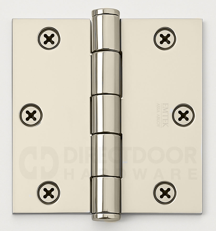 Emtek 3.5 x 3.5 Heavy Duty Door Hinge with Square Corners in Polished Nickel Finish