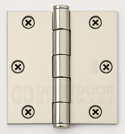 Emtek 3.5 x 3.5 Heavy Duty Door Hinge with Square Corners in Polished Nickel Finish