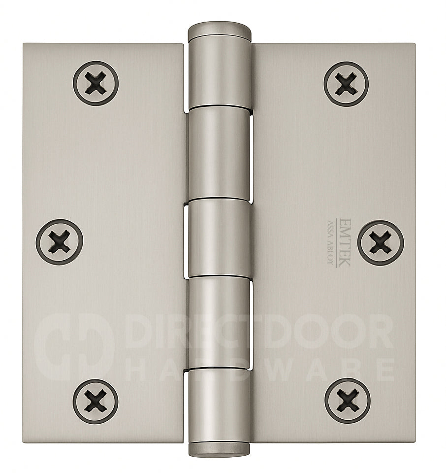 Emtek 3.5 x 3.5 Heavy Duty Door Hinge with Square Corners in Satin Nickel Finish