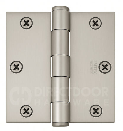 Emtek 3.5 x 3.5 Heavy Duty Door Hinge with Square Corners in Satin Nickel Finish