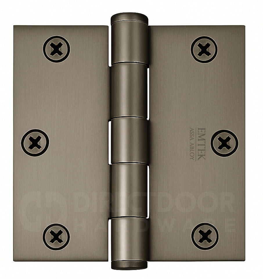 Emtek 3.5 x 3.5 Heavy Duty Door Hinge with Square Corners in Pewter Finish