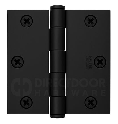 Emtek 3.5 x 3.5 Heavy Duty Door Hinge with Square Corners in Flat Black Finish