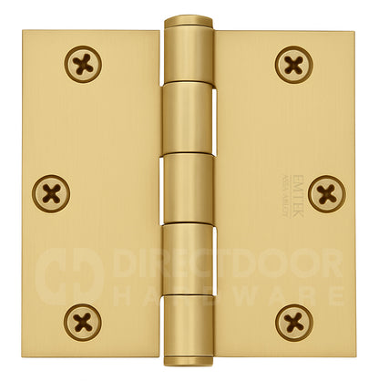 Emtek 3.5 x 3.5 Heavy Duty Door Hinge with Square Corners in Satin Brass Finish