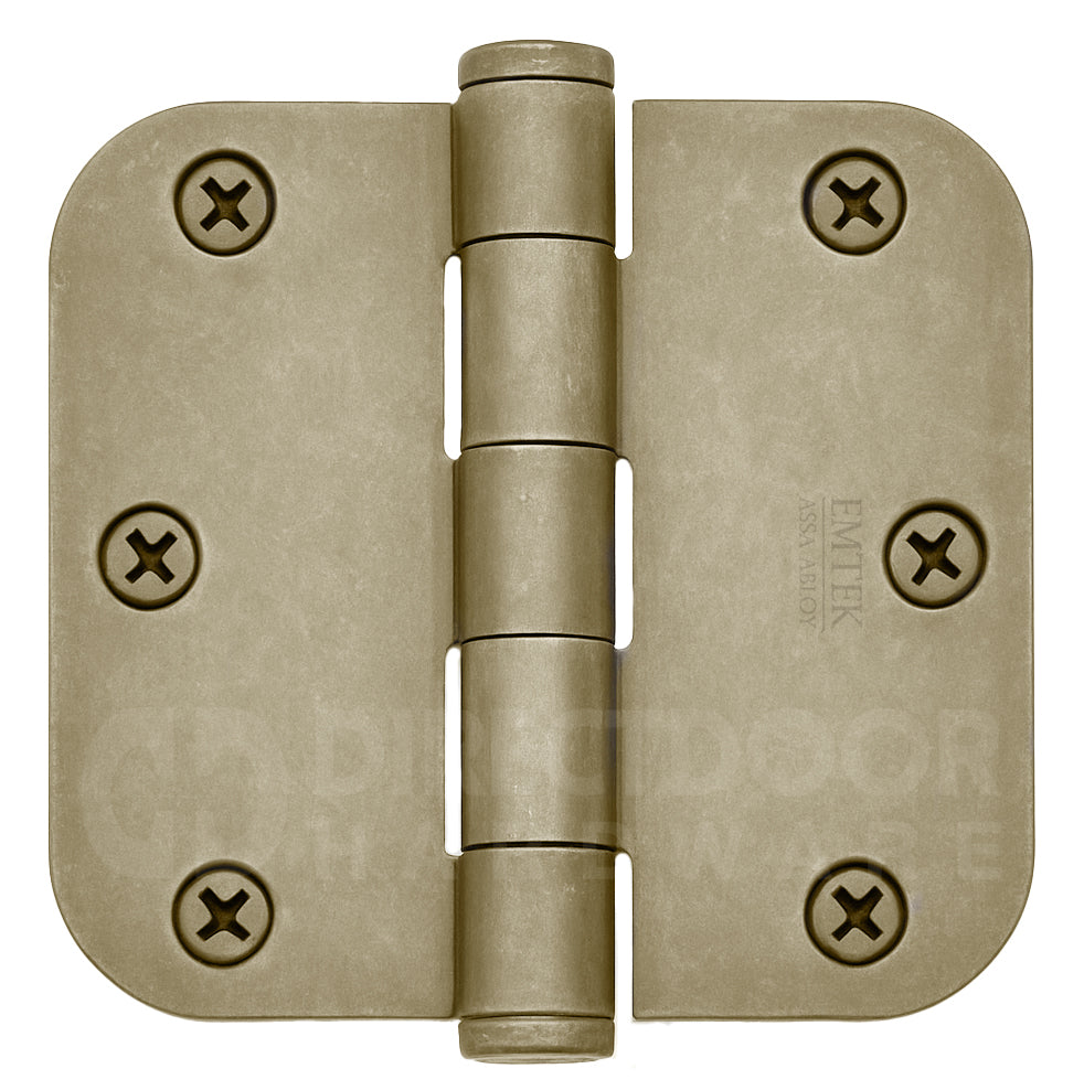 Emtek 3.5 Inch Steel Heavy Duty Door Hinges with 5/8 Rounded Corner in Tumbled White Bronze