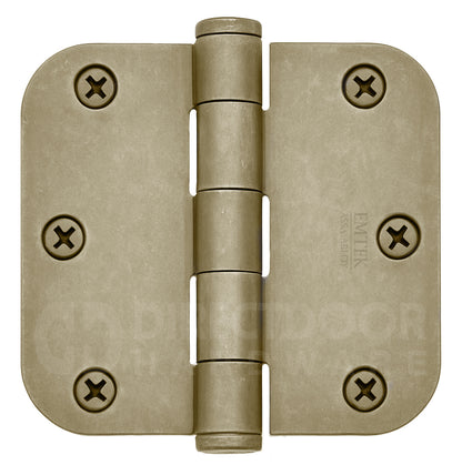 Emtek 3.5 Inch Steel Heavy Duty Door Hinges with 5/8 Rounded Corner in Tumbled White Bronze