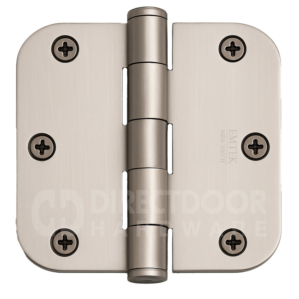 Emtek 3.5 Inch Steel Heavy Duty Door Hinges with 5/8 Rounded Corner in Satin Nickel