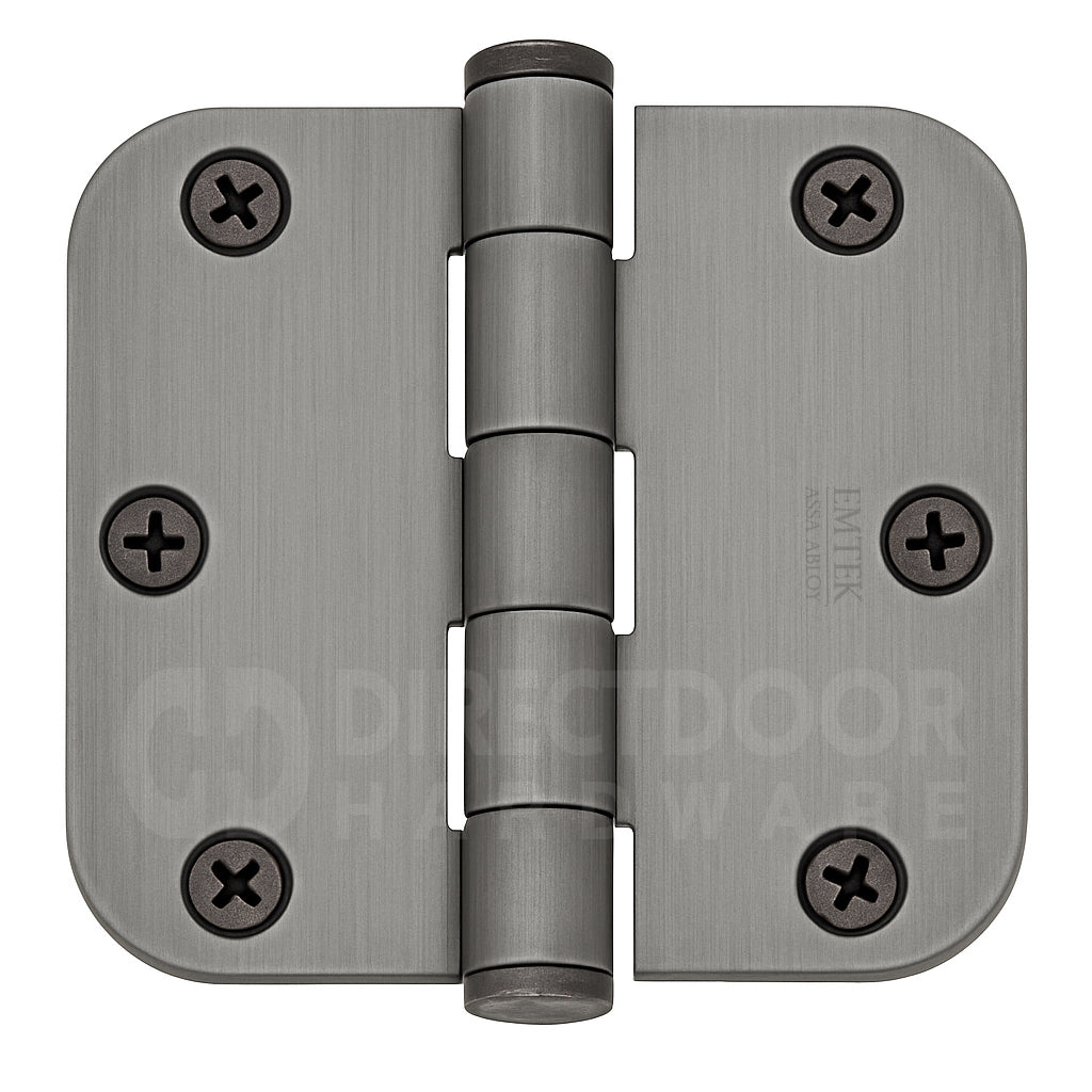 Emtek 3.5 Inch Steel Heavy Duty Door Hinges with 5/8 Rounded Corner in Pewter