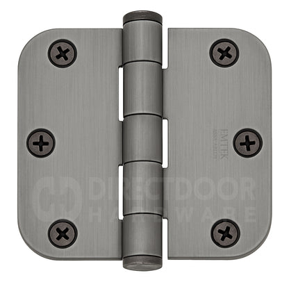Emtek 3.5 Inch Steel Heavy Duty Door Hinges with 5/8 Rounded Corner in Pewter