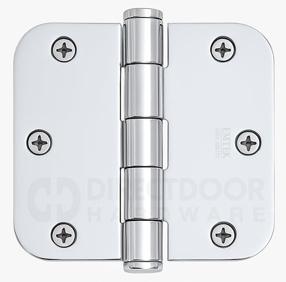 Emtek 3.5 Inch Steel Heavy Duty Door Hinges with 5/8 Rounded Corner in Polished Nickel