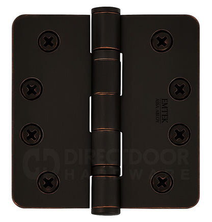 Emtek 4 x 4 Inch Steel Ball Bearing Door Hinge with 1/4 Inch Round Corners in Oil Rubbed Bronze