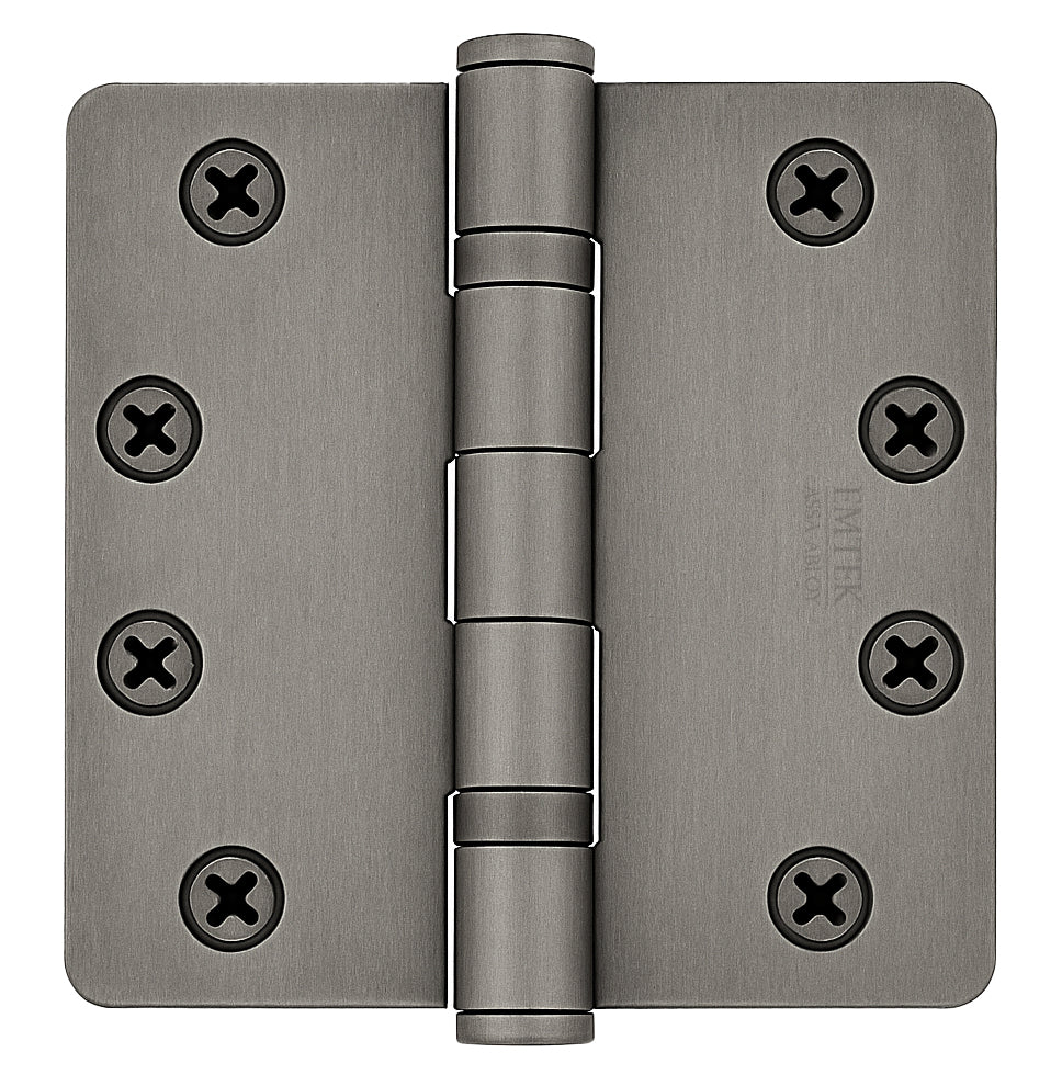 Emtek 4 x 4 Inch Steel Ball Bearing Door Hinge with 1/4 Inch Round Corners in Pewter