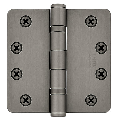 Emtek 4 x 4 Inch Steel Ball Bearing Door Hinge with 1/4 Inch Round Corners in Pewter