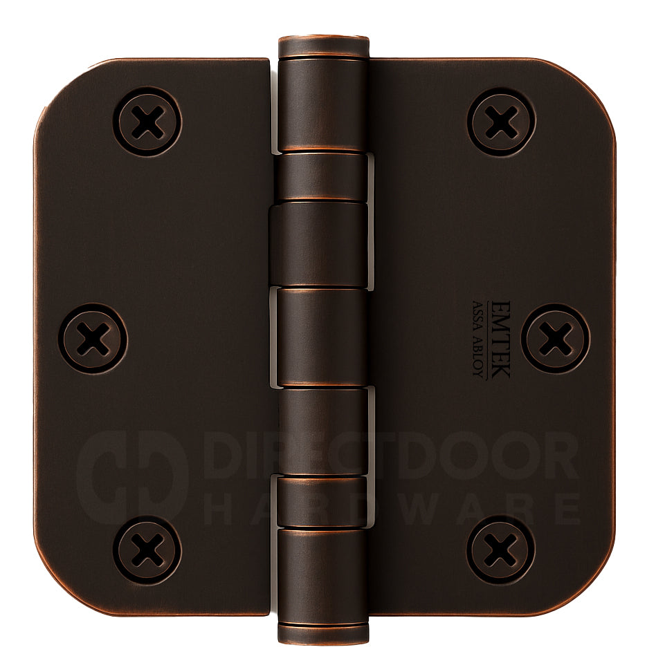 Emtek 3.5 x 3.5 Inch Steel Ball Bearing Door Hinge with 5/8 Inch Radius Corner in Oil Rubbed Bronze