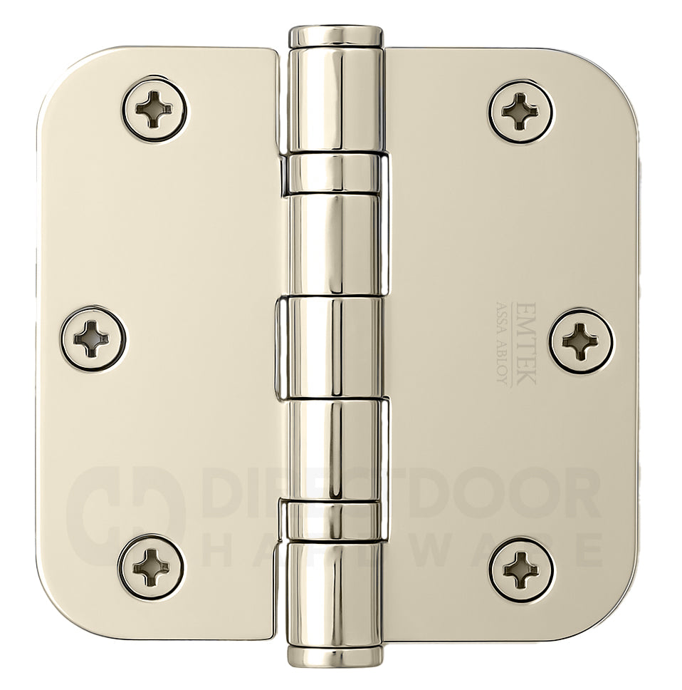 Emtek 3 1/2 Inch Steel Ball Bearing Door Hinges with 5/8 Inch Round Corners  (pair)