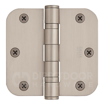 Emtek 3.5 x 3.5 Inch Steel Ball Bearing Door Hinge with 5/8 Inch Radius Corner in Satin Nickel