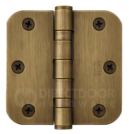 Emtek 3.5 x 3.5 Inch Steel Ball Bearing Door Hinge with 5/8 Inch Radius Corner in French Antique