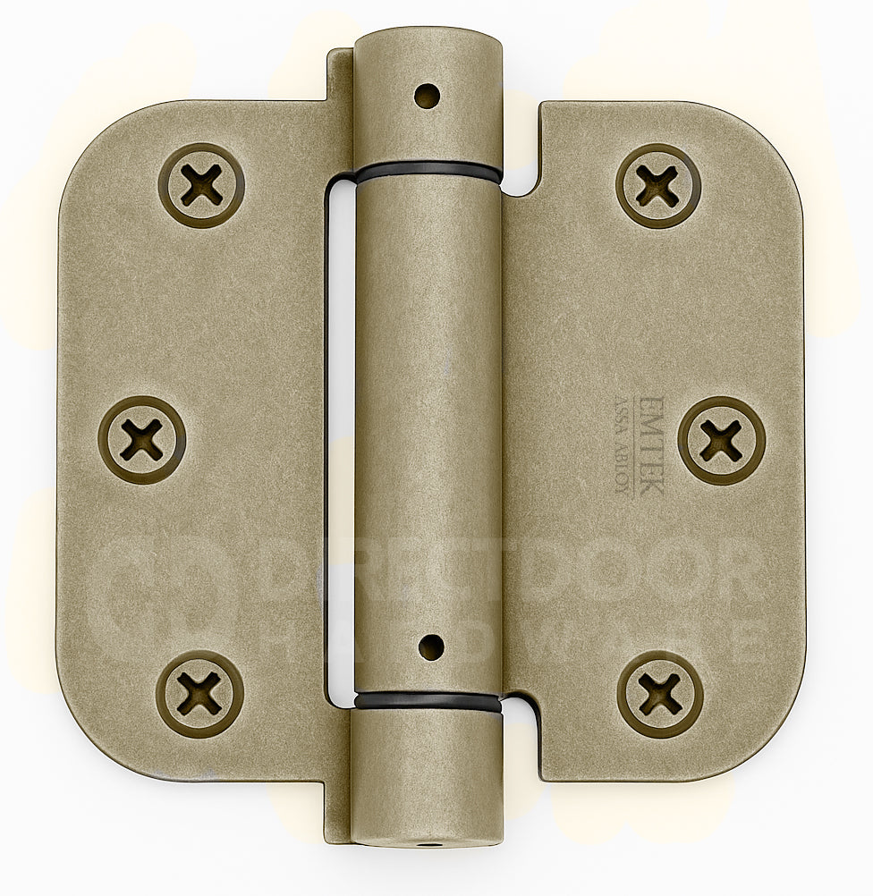 Emtek 3.5 Spring Door Hinge with 5/8 Inch Round Corners in Tumbled White Bronze