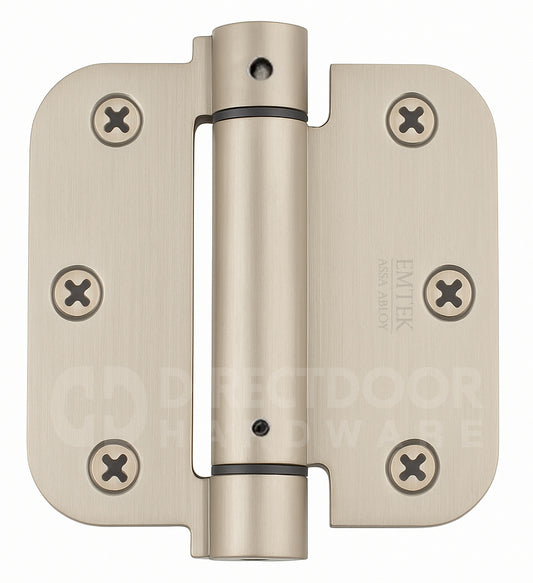 Emtek 3.5 Spring Door Hinge with 5/8 Inch Round Corners in Satin Nickel